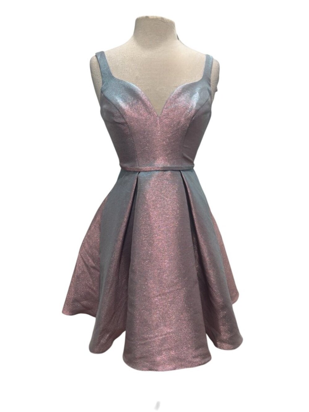 Fifteen Roses Metallic Pink Teal Fit Flare Dress Size 2 NWT Party Prom - Picture 2 of 13